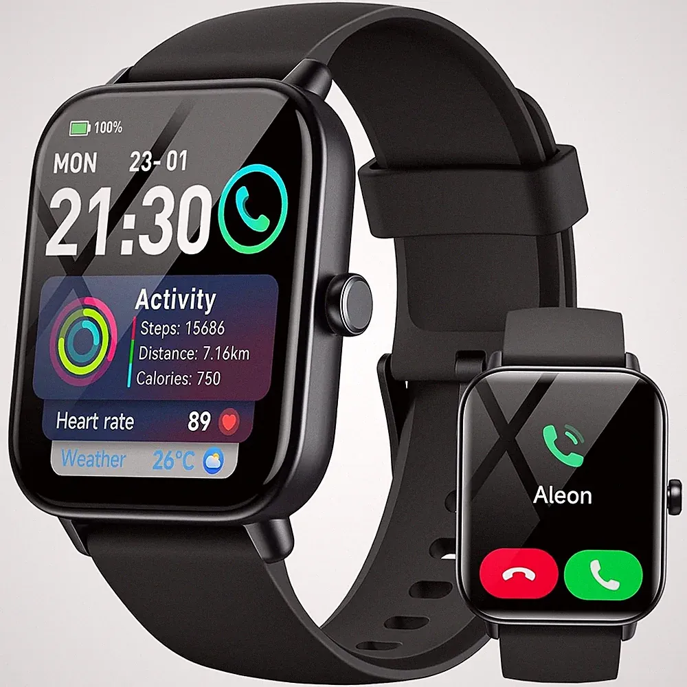 Smartwatch Herren Damen mit Telefonfunktion,1.8" Smart Watch Fitnessuhr mit