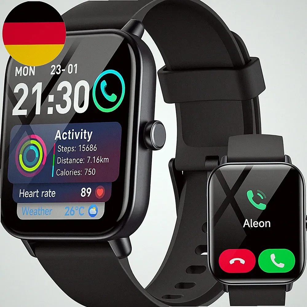 Smartwatch Herren Damen Mit Telefonfunktion,1.8" Smart Watch Fitnessuhr Mit What