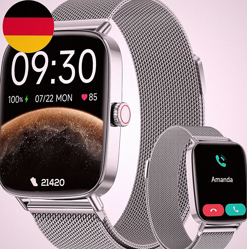 Smartwatch Herren Damen Mit Telefonfunktion, 1,85" Fitnessuhr Smart Watch, 100+