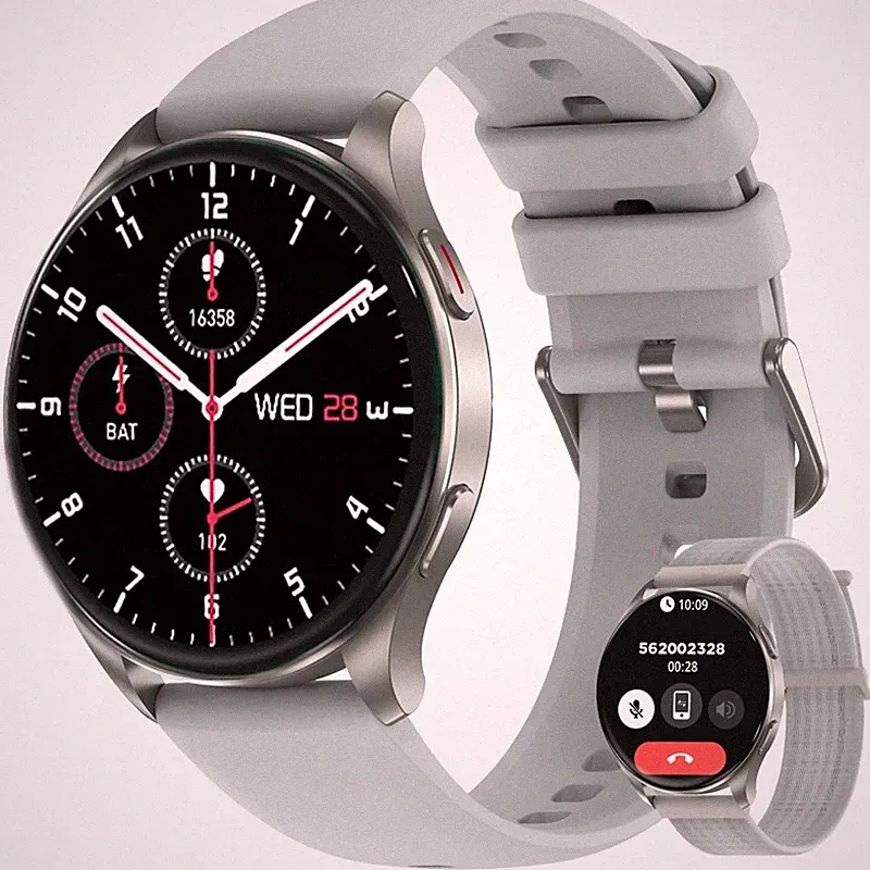 Smartwatch Herren Damen Rund mit Telefonfunktion AMOLED Always-On-Display Uhr