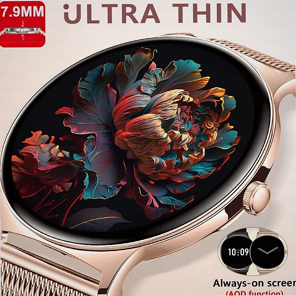 Smartwatch Herren Damen Telefonfunktion Armbanduhr Ultra Dünne iPhone Samsung