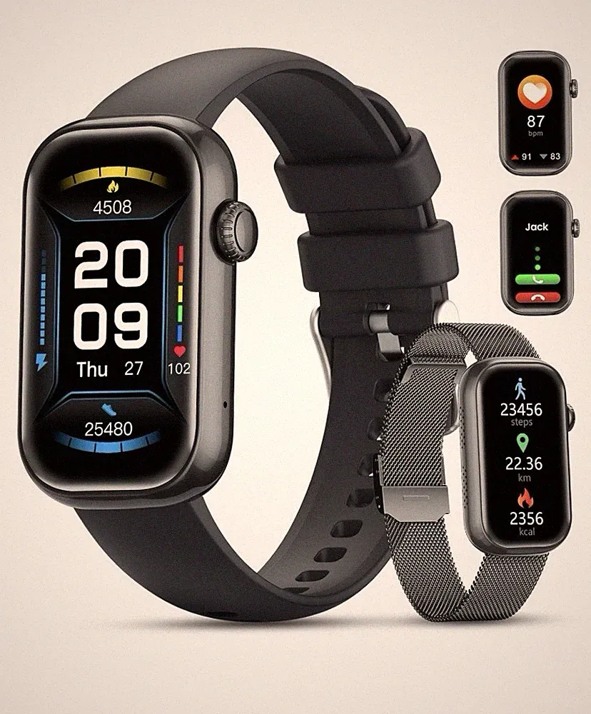 Smartwatch Herren Damen Telefonfunktion Herzfrequenz SpO2 IP68 für Android iOS