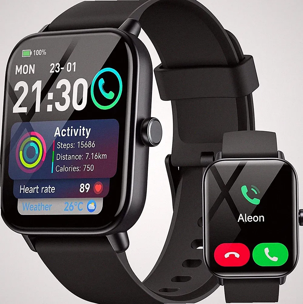 Smartwatch Herren Damen Wasserdicht 1,8 Zoll Fitnessuhr mit Alexa