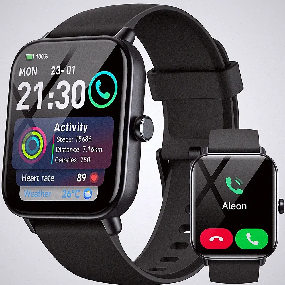 Smartwatch Herren Damen Wasserdicht 1,8 Zoll Fitnessuhr mit Alexa