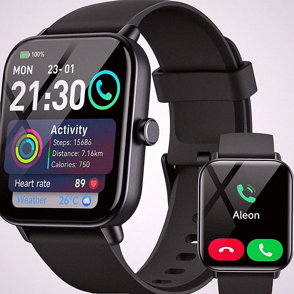 Smartwatch Herren Damen Wasserdicht 1,8 Zoll Fitnessuhr mit Alexa