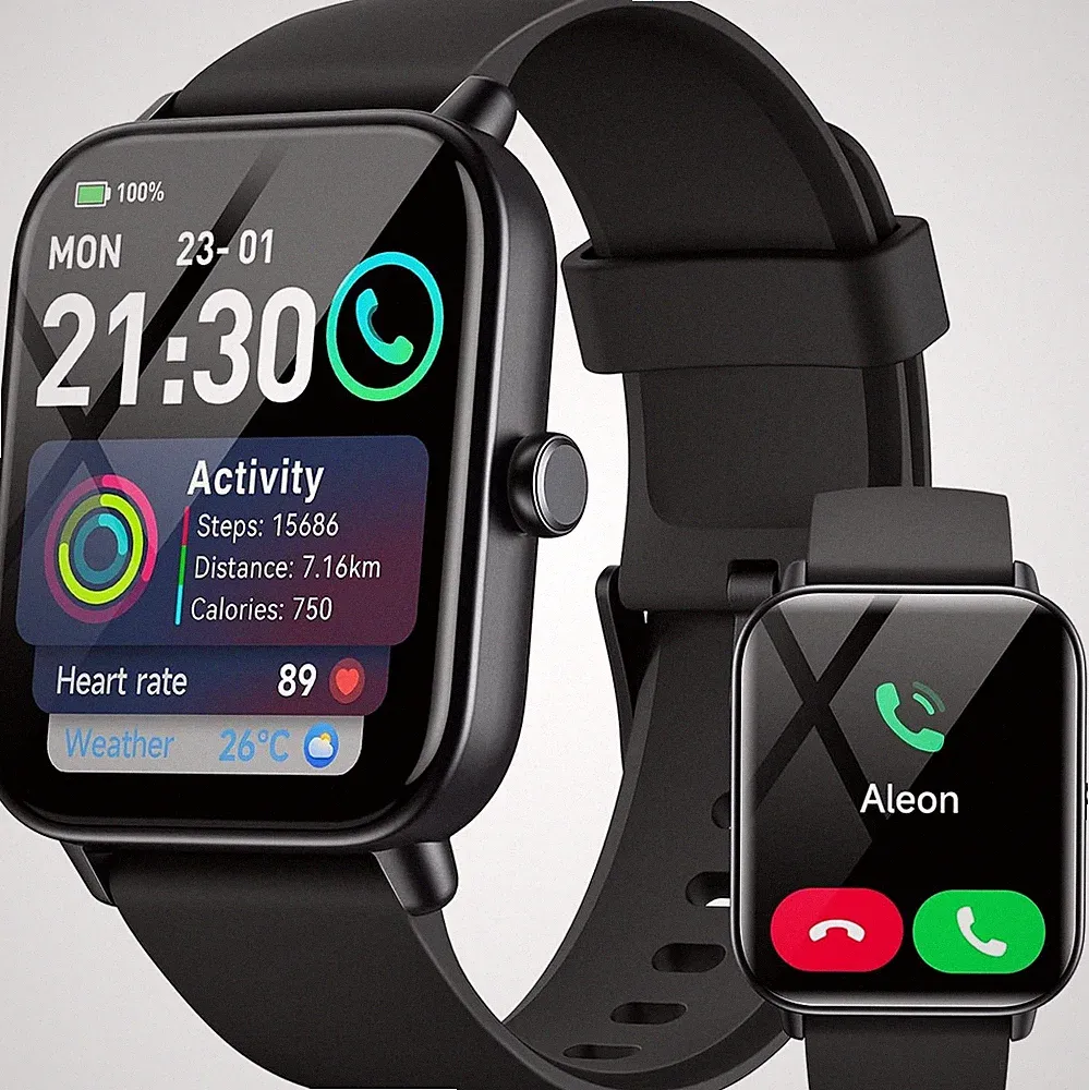 Smartwatch Herren Damen Wasserdicht 1,8 Zoll Fitnessuhr mit Alexa Hochwertig