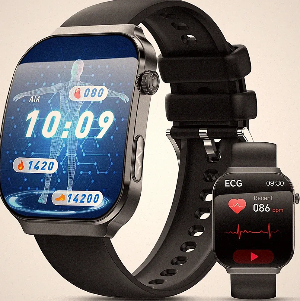Smartwatch Herren EKG 2,2 Zoll 3D Display Gesundheitsmonitor Hochwertig