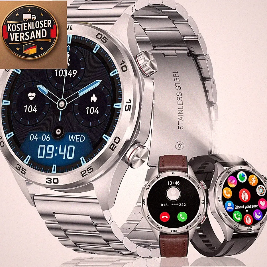 Smartwatch Herren Fitness Armbanduhr Blutdruckmessung Wasserdicht 1,52