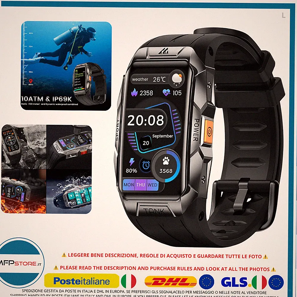 Smartwatch Herren Fitness Tracker Kospet X1 50 Tage 70 Sport 100M Wasserdicht