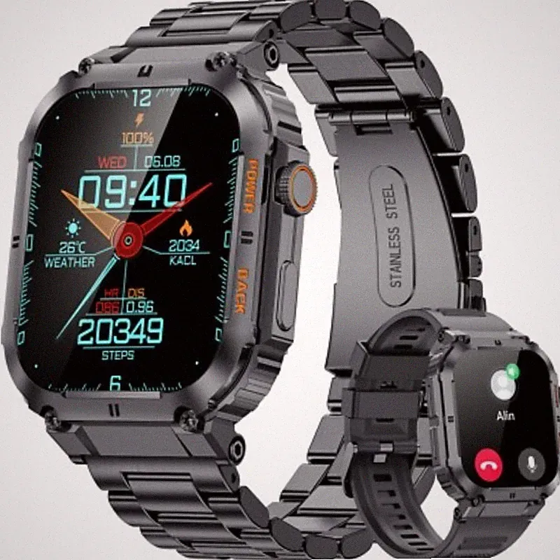 Smartwatch Herren Fitnessuhr Armbanduhr mit Pulsmesser Anruf Schrittzähler