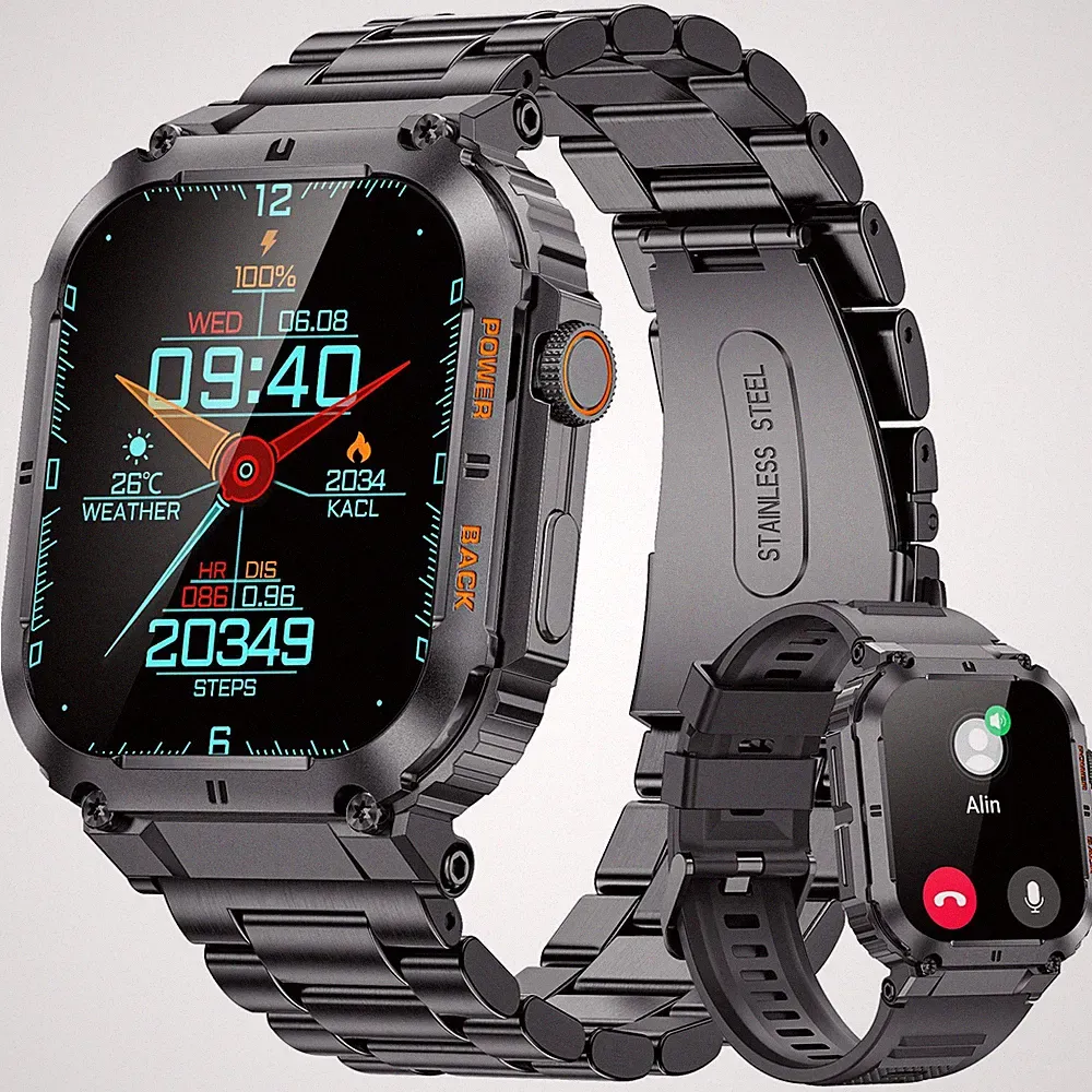 🔥Smartwatch Herren Fitnessuhr Armbanduhr mit Pulsmesser Anruf Schrittzähler Uhr