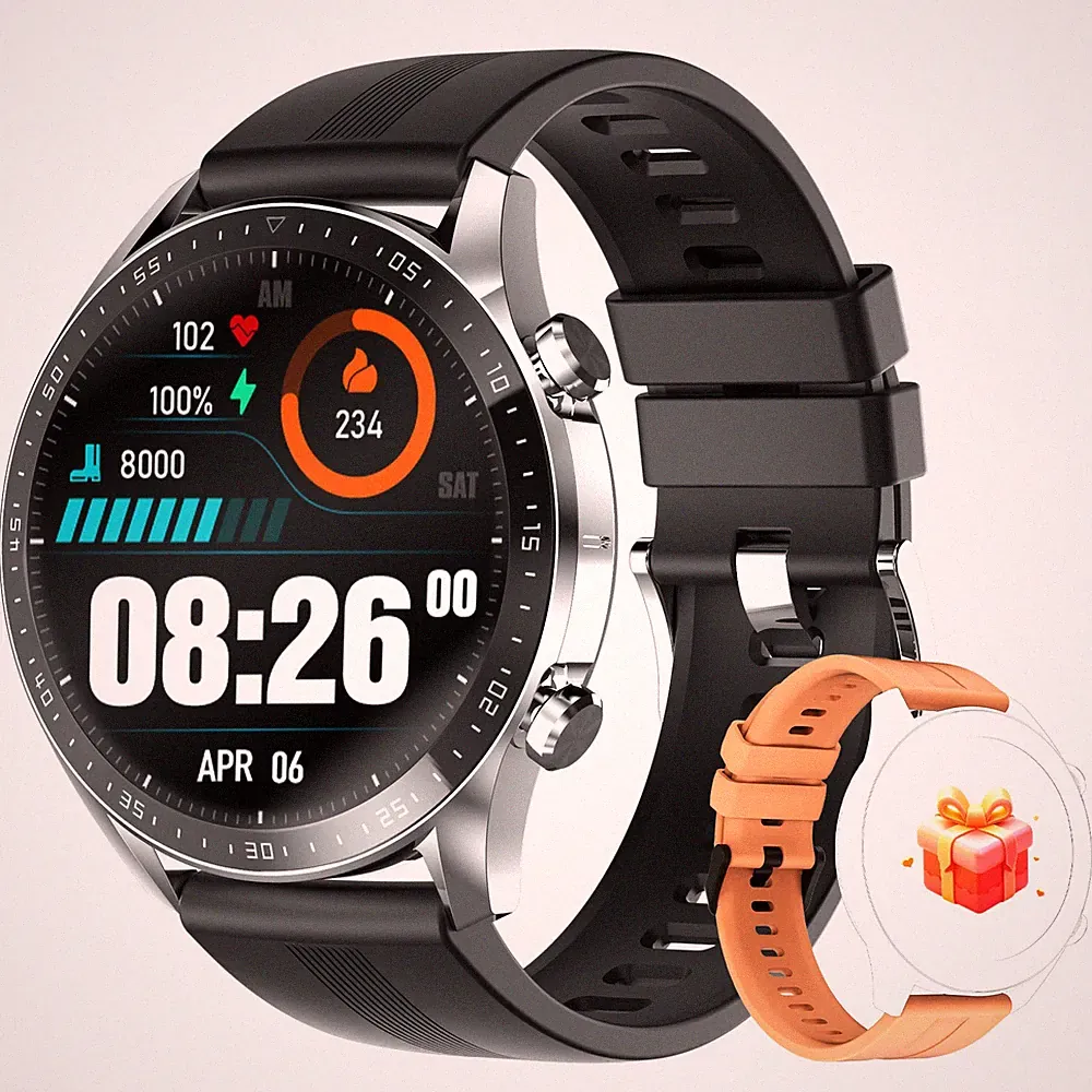 Smartwatch Herren Fitnessuhr Rund Volle Touchscreen 5ATM Wasserdicht Sportuhr