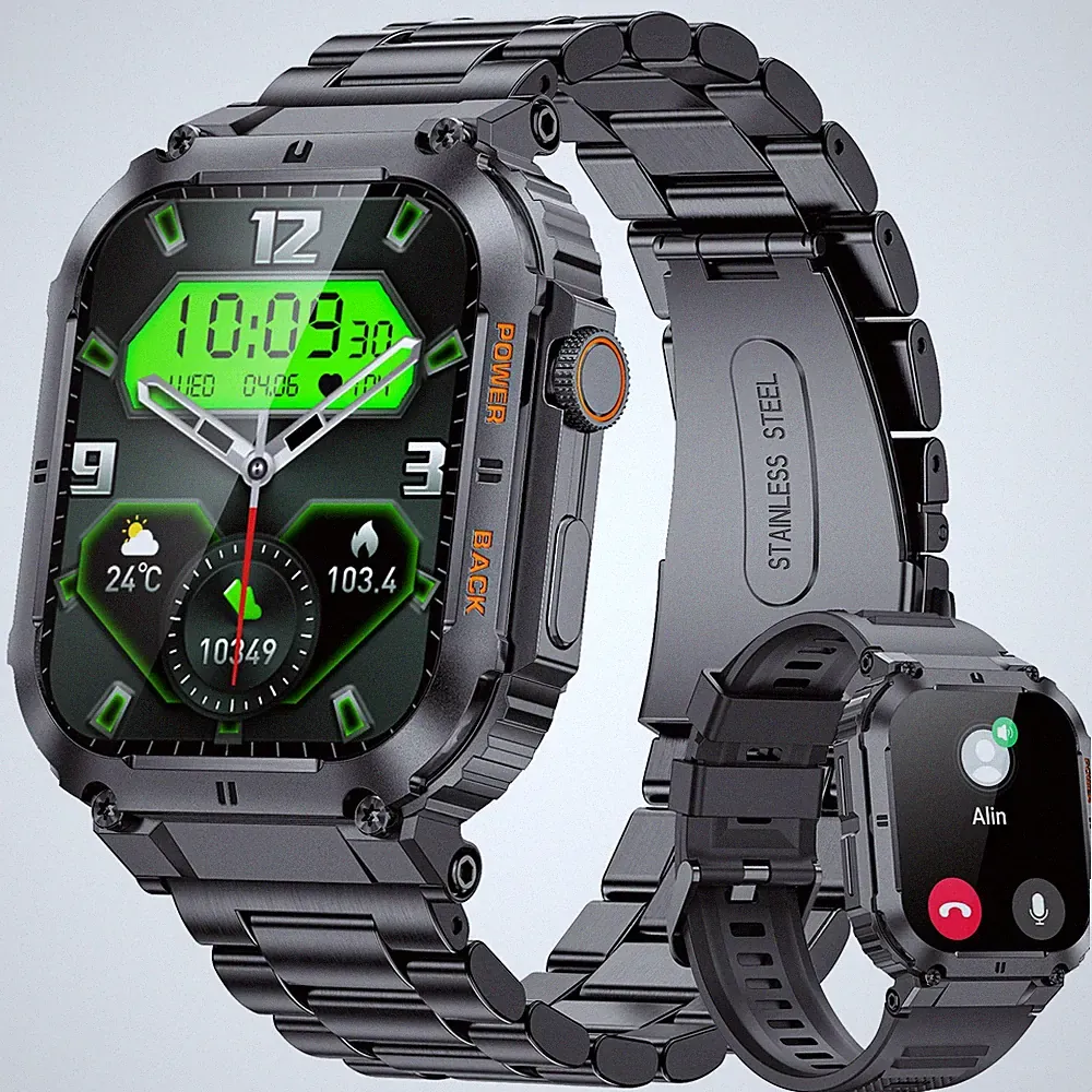 Smartwatch Herren für iPhone Samsung Anruf HD Bildschirm Fitness 50M Wasserdicht