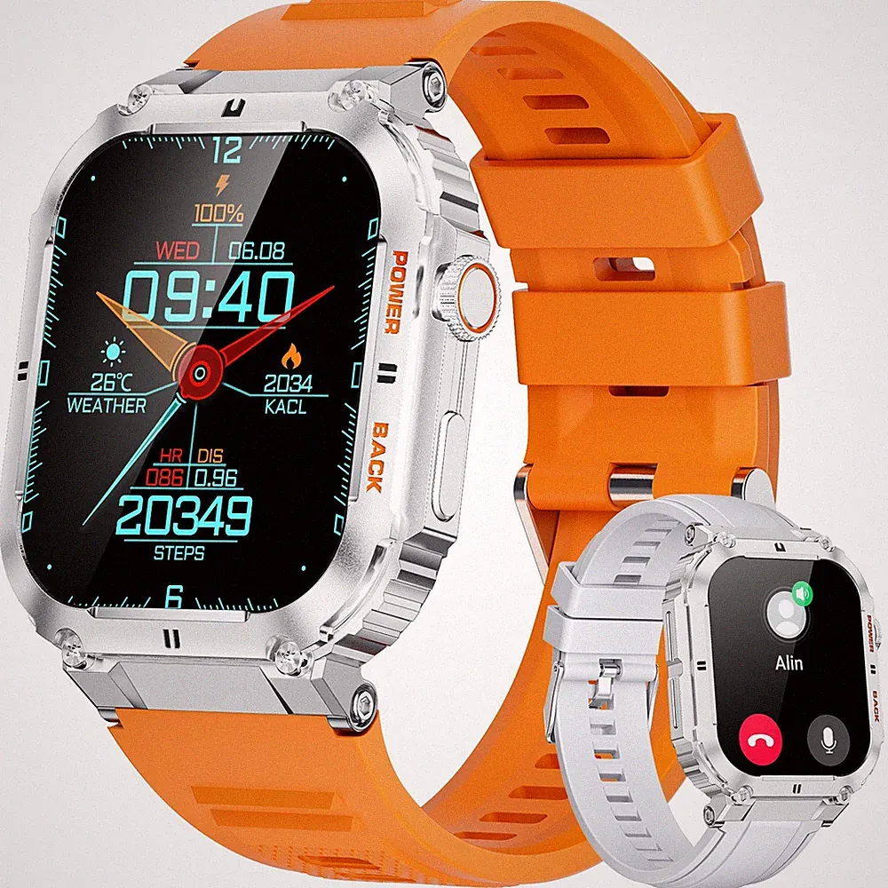 Smartwatch Herren für iPhone Samsung Anruf HD Bildschirm Fitness 50M Wasserdicht