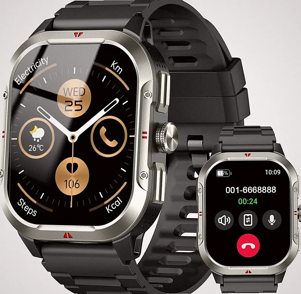 Smartwatch Herren GPS, 2.06" HD Militär Smart Watch mit Telefonfunktion, IP68 Wa