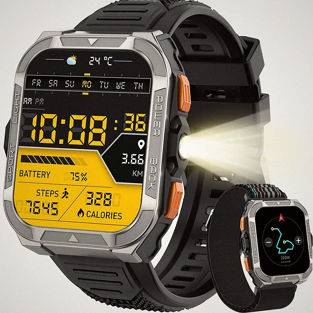 Smartwatch Herren GPS Kompass Bluetooth Anrufe 900 mAh Akku Sportuhr Android iOS