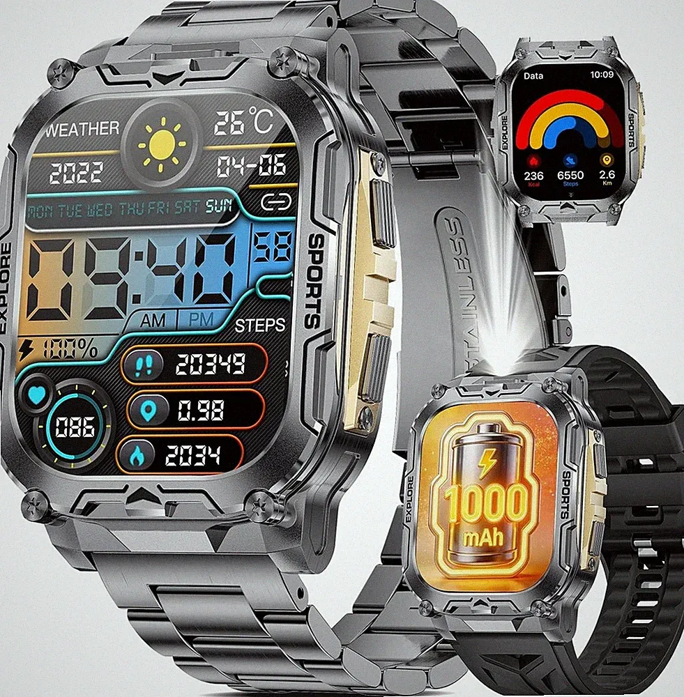 Smartwatch Herren Männer mit Telefonfunktion Armbanduhr für iOS Android Outdoor
