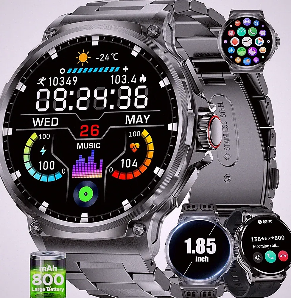 Smartwatch Herren Männer Telefonfunktion Armbanduhr für iPhone Samsung Huawei