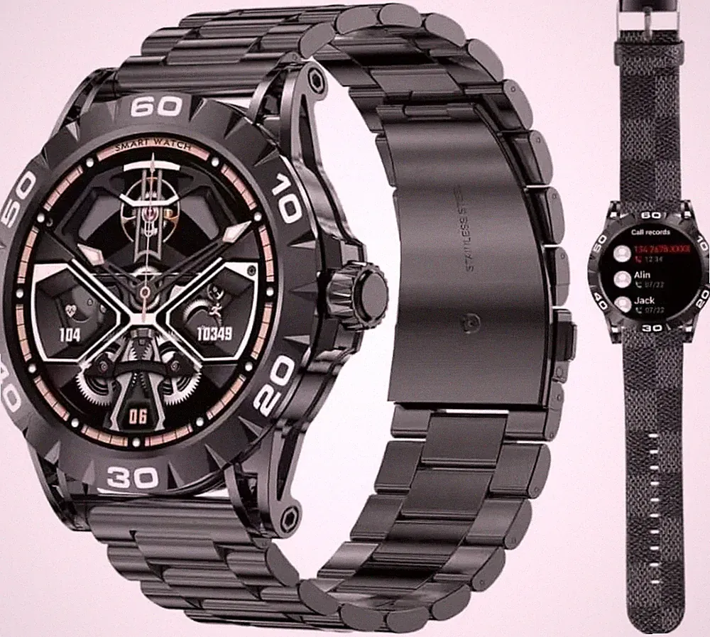 Smartwatch Herren Metallarmband Telefonfunktion Sportuhr Fitnessuhr Android iOS