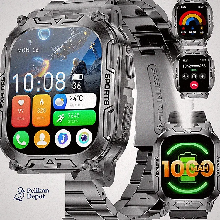 Smartwatch Herren Militär 1000mAh 2.01 HD Display 2 Ar
