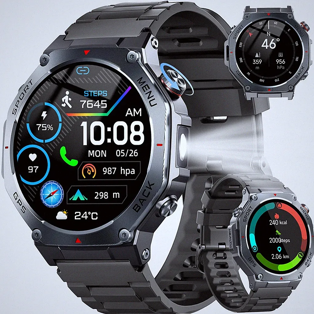 Smartwatch Herren Militär GPS, 1.43''HD Fitnessuhr Sportuhr,2026 Fitness Trac...