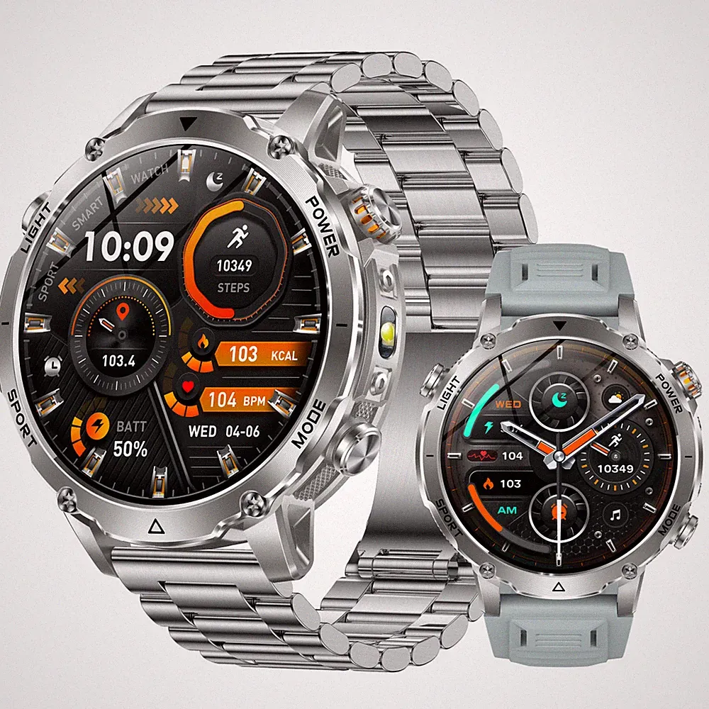 Smartwatch Herren Militär mit Bluetooth Anrufe Wasserdicht 1400mAh Fitnessuhr