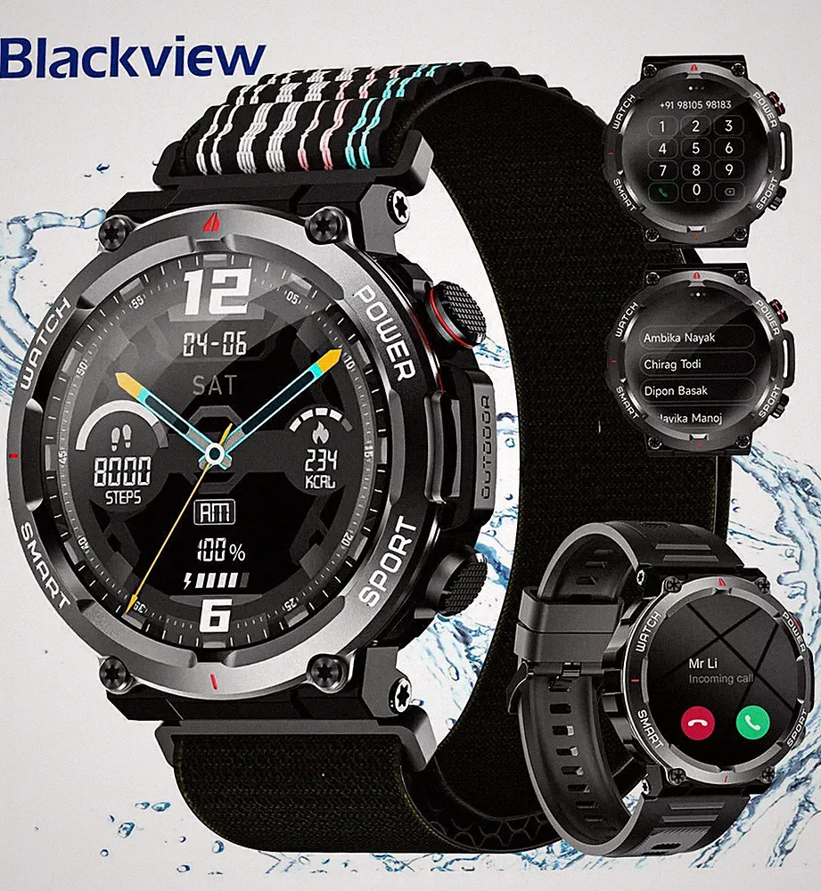 Smartwatch Herren Militär mit Telefonfunktion 5ATM Wasserdicht mit Schlafmonitor
