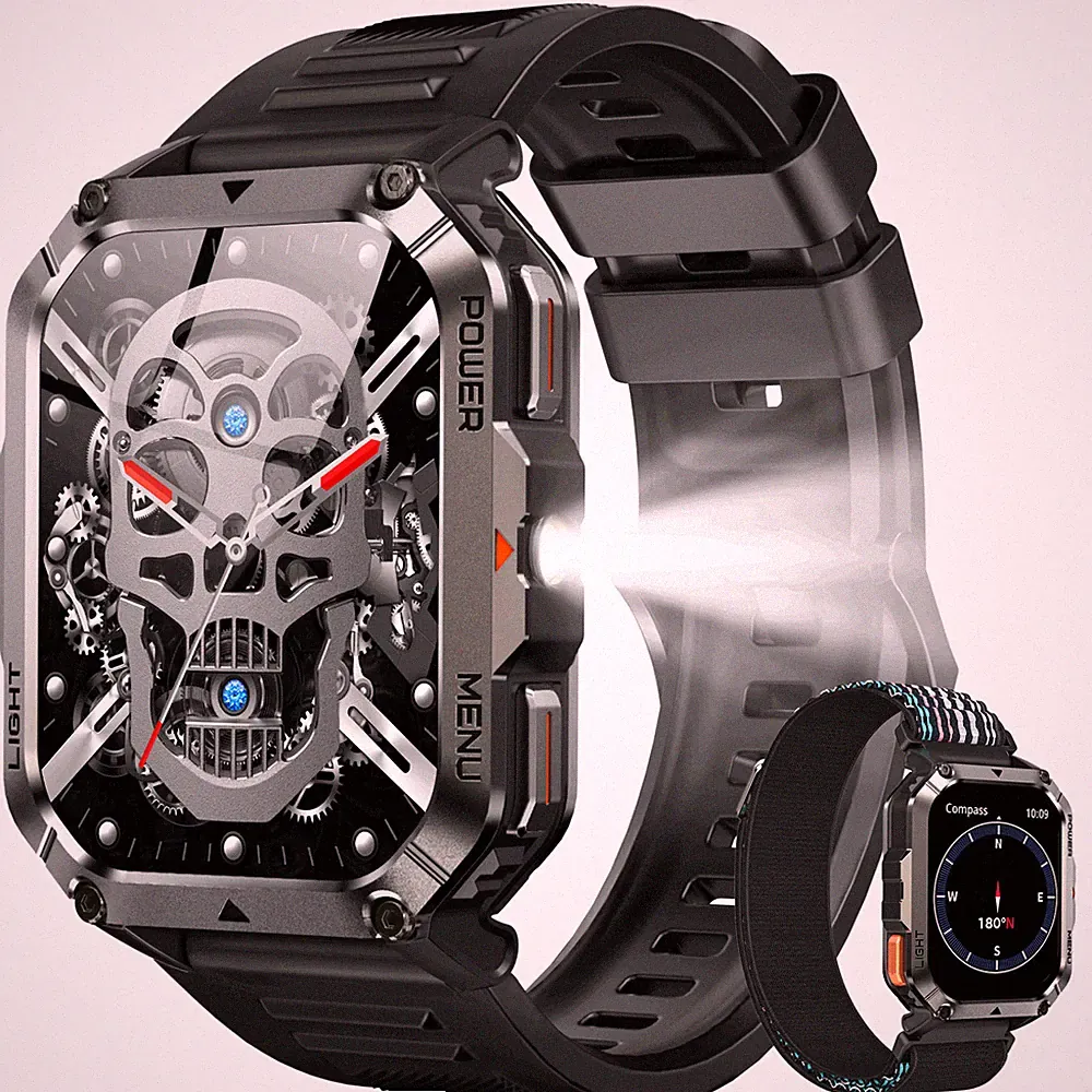 Smartwatch Herren Militär Smartwatch Sportuhr mit Telefonfunktion & Kompass