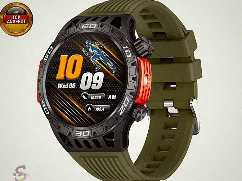 Smartwatch Herren Militär Uhr mit Kompass Sportuhr Laufuhr Outdoor Tactical