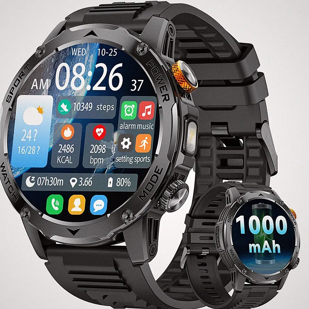 Smartwatch Herren Militär1000mAh Akku/1.75'' HD Großes Display,Smartwatch mit...