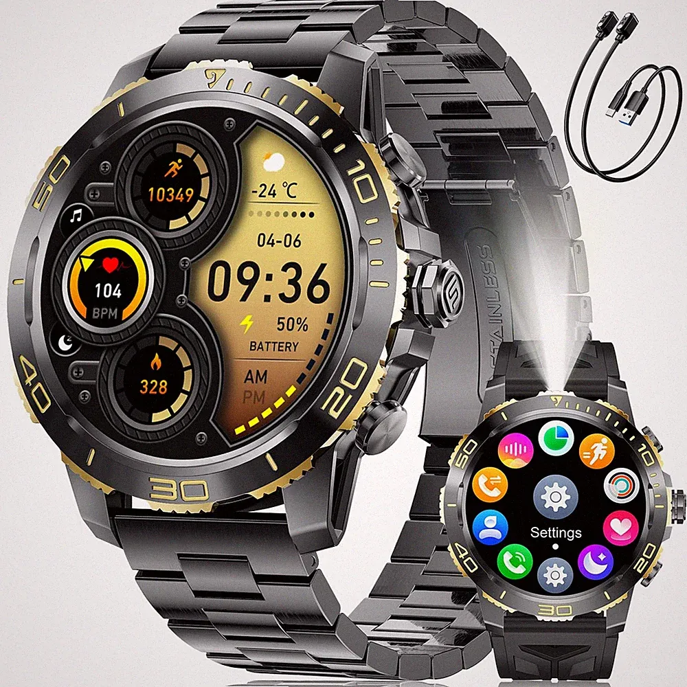 Smartwatch Herren mit 800mAh Lange Akku für Android iOS, 1,43'' HD AMOLED Dis...