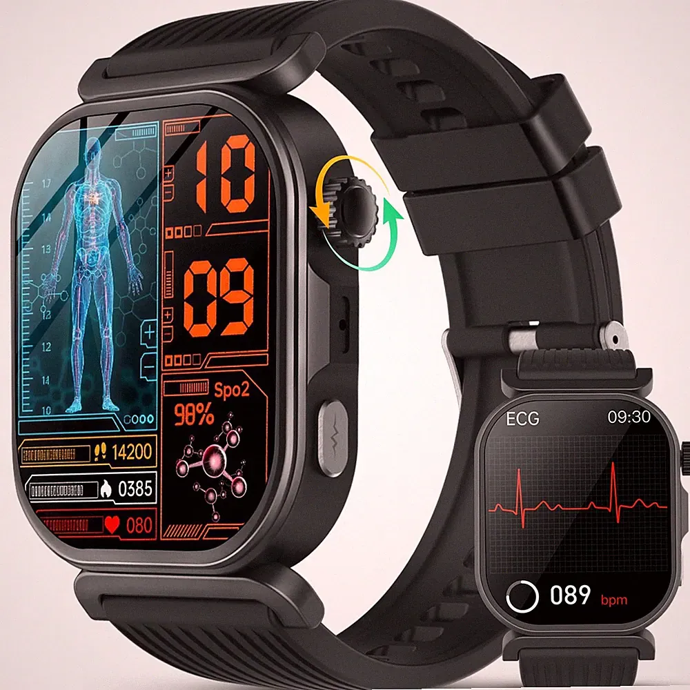Smartwatch Herren mit EKG+HRV/Blutdruck/MikroGesundheitscheck, Android/iOS