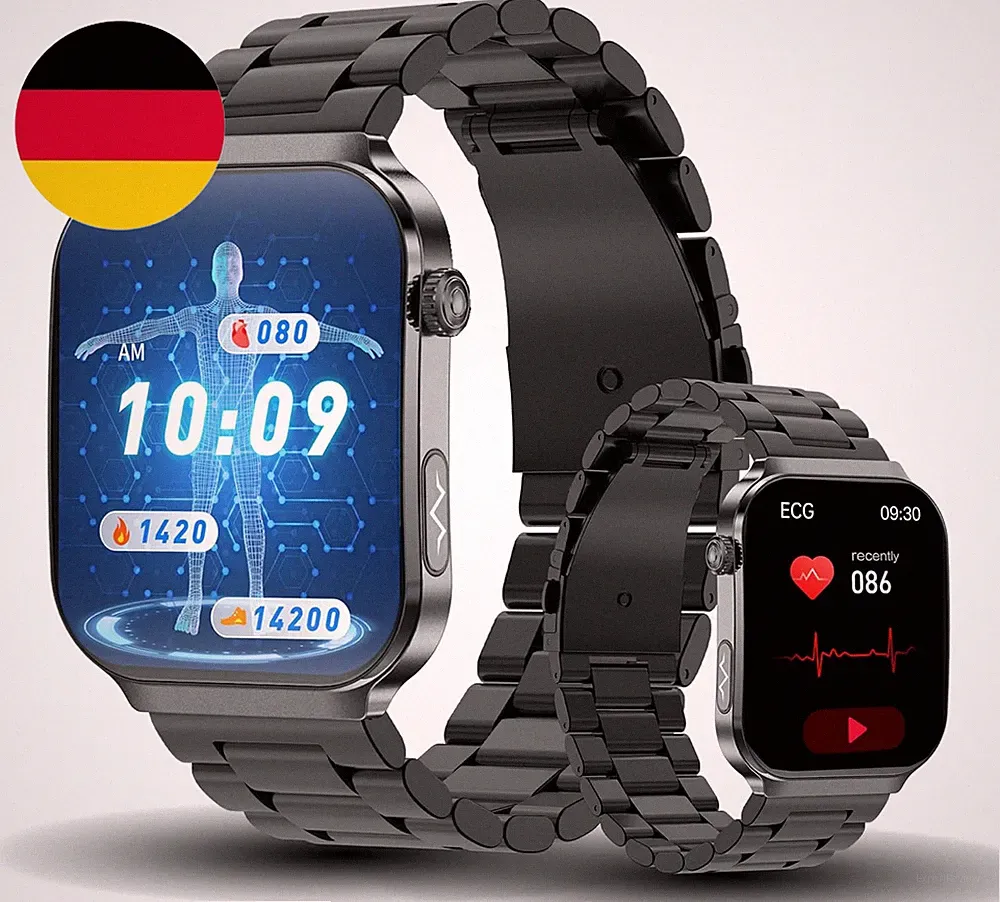 Smartwatch Herren Mit EKG+HRV Fitnessuhr: 2.2" AMOLED Mit Bluetooth Telefonfunkt