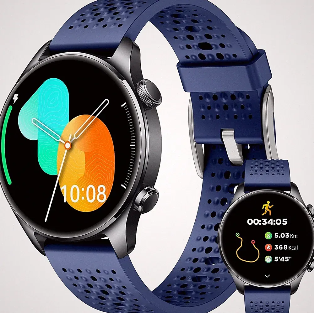 Smartwatch Herren mit GPS & Rund 1,43" AMOLED Display, 3ATM wasserdichte