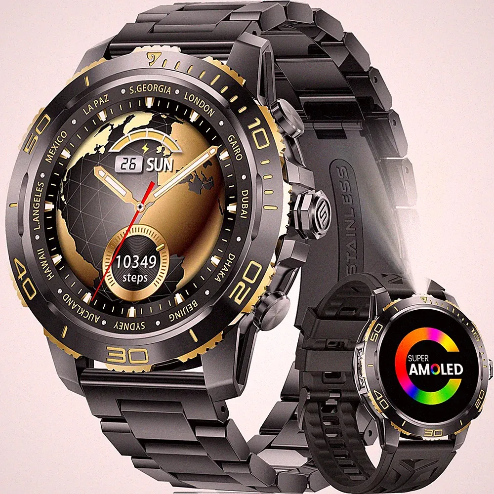 Smartwatch Herren mit Taschenlampe/800mAh, 1.43'' AMOLED HD Luxus Fitnessuhr...