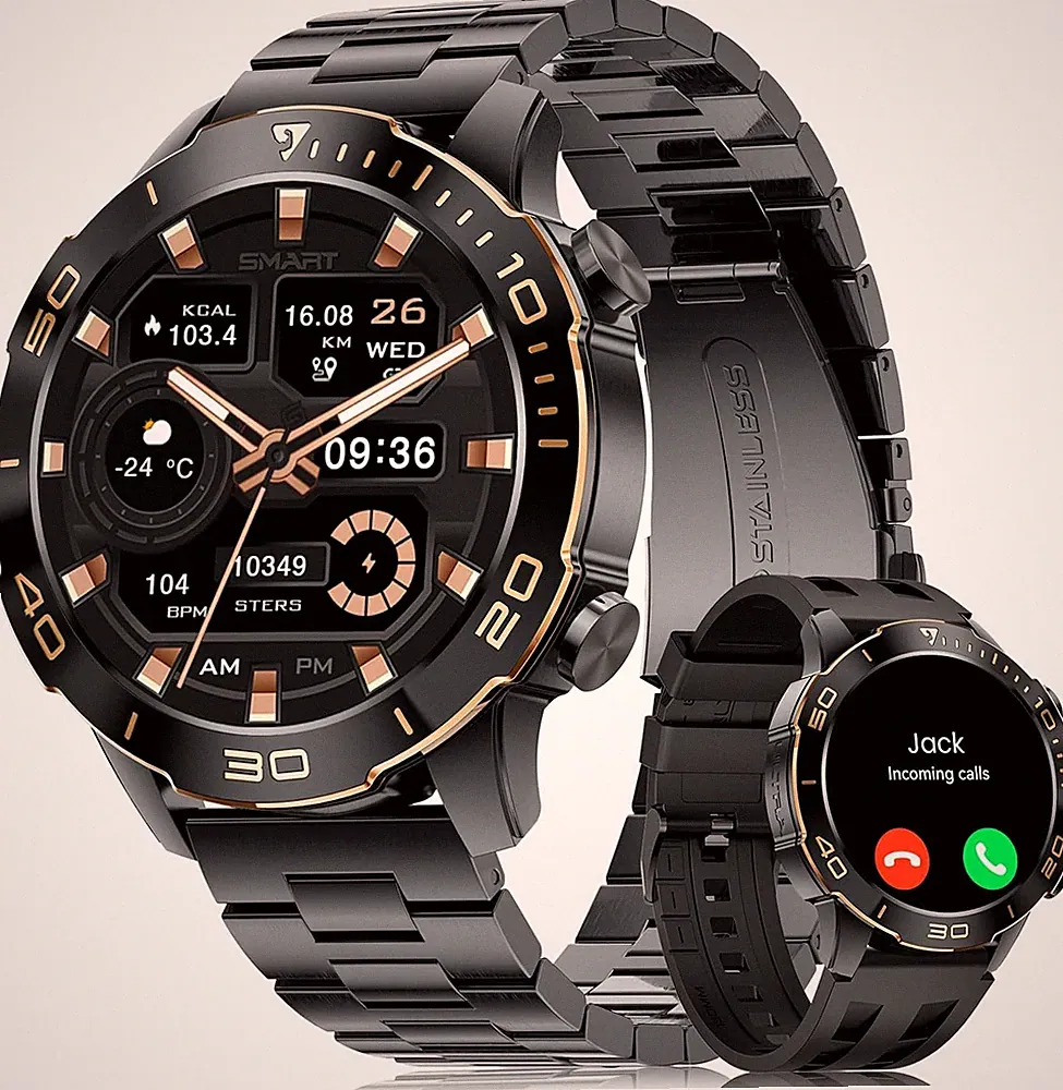 Smartwatch Herren Mit Telefonfunktion, 1.43'' AMOLED Touchscreen, Fitnessuhr Mit