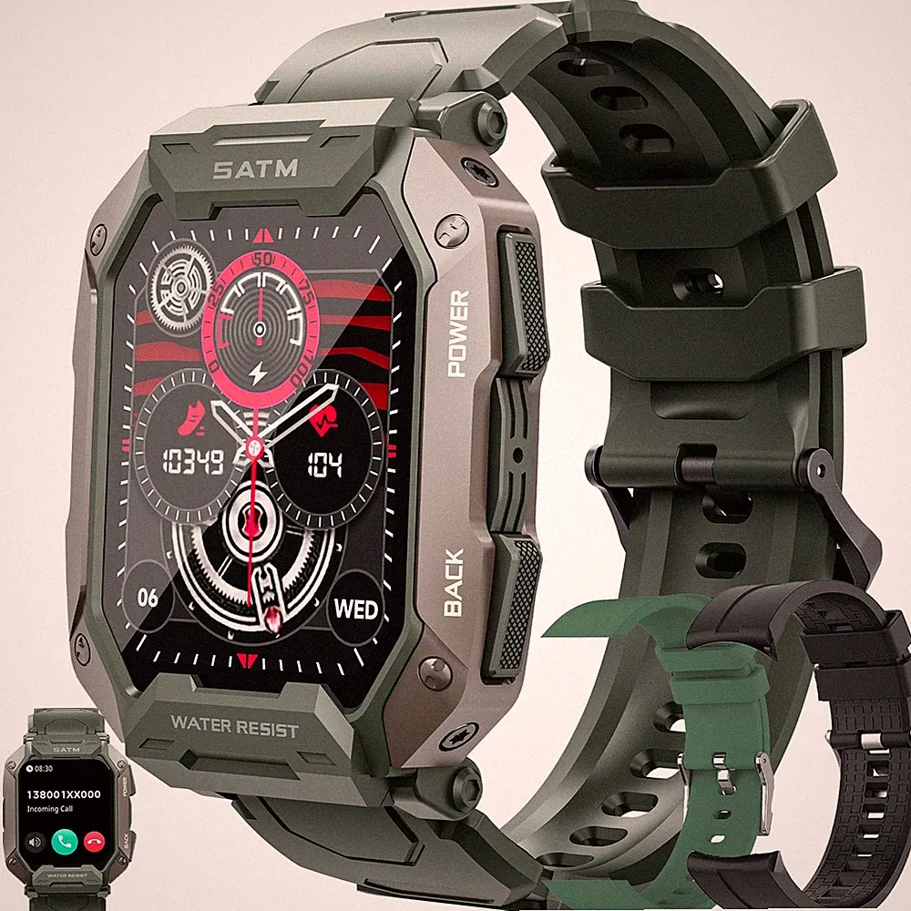 Smartwatch Herren mit Telefonfunktion, 1,81” AMOLED 5ATM Smart Watch Fitness...