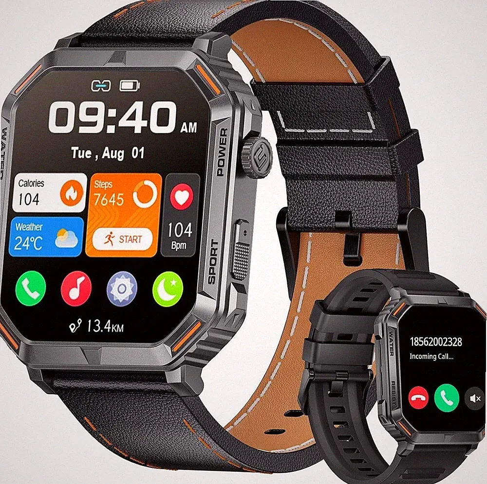 Smartwatch Herren mit Telefonfunktion,1.96'' DIY HD Outdoor Smartwatch Militär