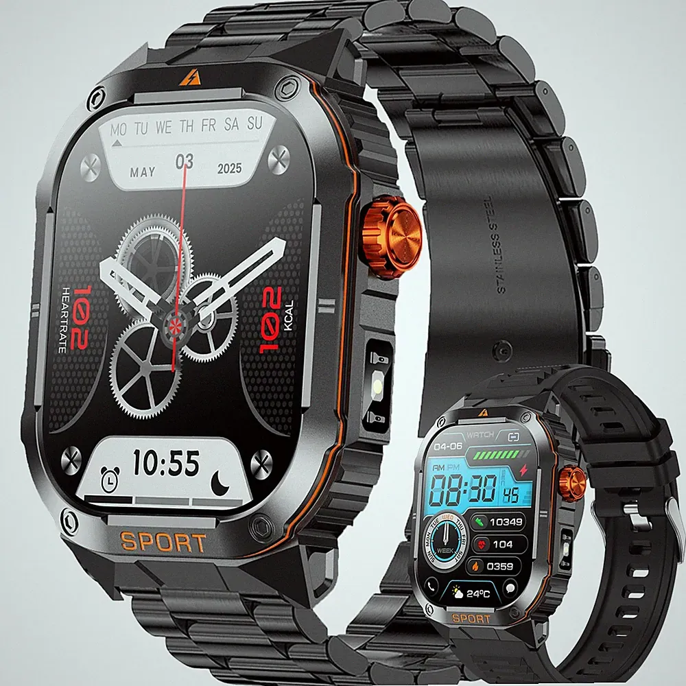 Smartwatch Herren mit Telefonfunktion, 350mAh Batterie, 2,01" AMOLED Sportuhr...