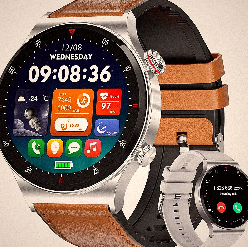 Smartwatch Herren mit Telefonfunktion AMOLED Touchscreen Wasserdicht Sport Modis