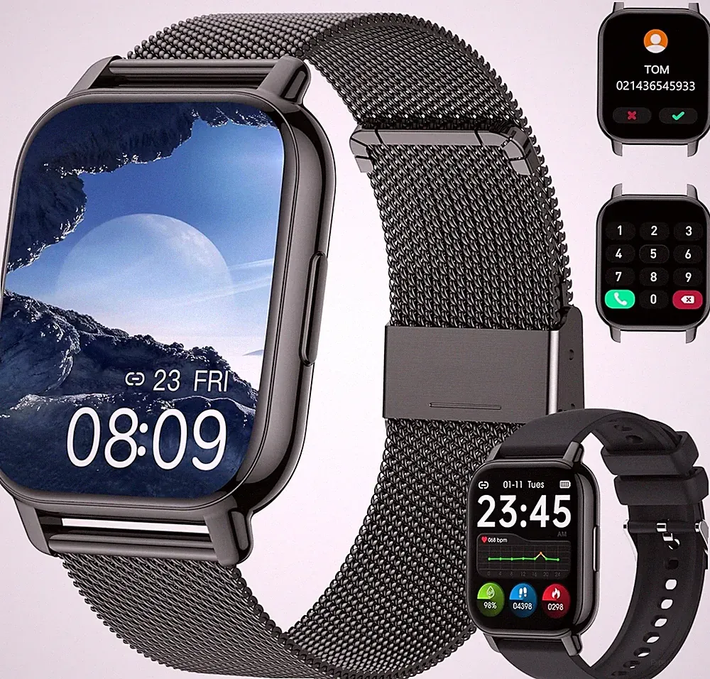Smartwatch Herren mit Telefonfunktion Armbanduhr Sportuhr Gym Für Android IOS
