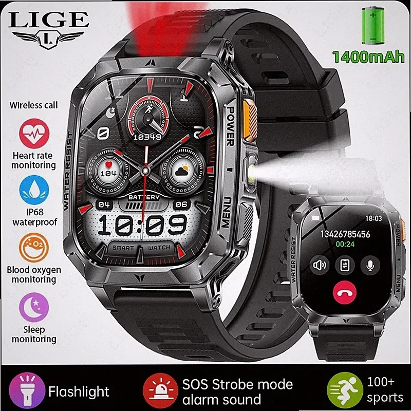Smartwatch Herren mit Telefonfunktion Bluetooth Wasserdicht Sport Schlaftracker