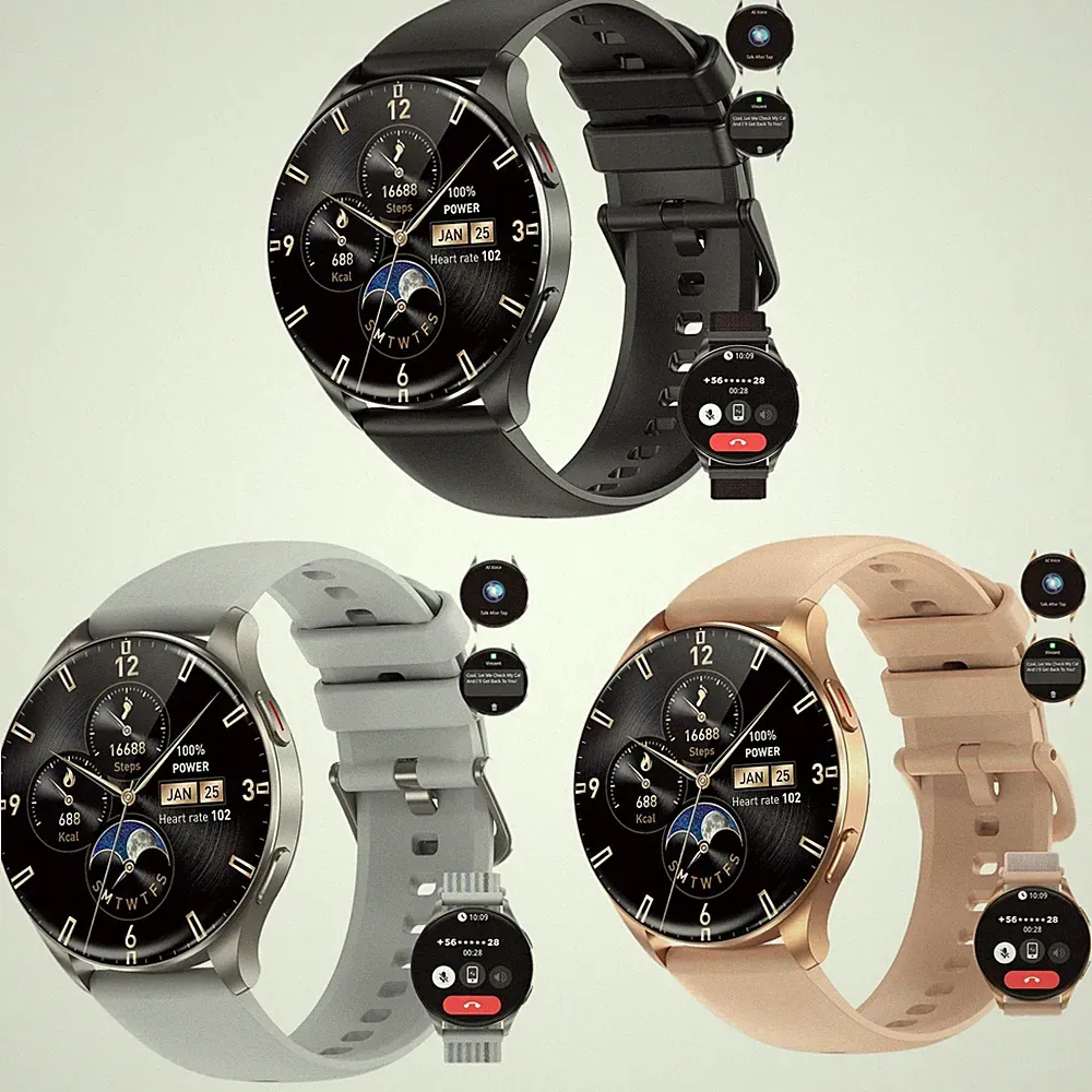 Smartwatch Herren mit Telefonfunktion für Android iOS 1.43'' Amoled HD Sportuhr