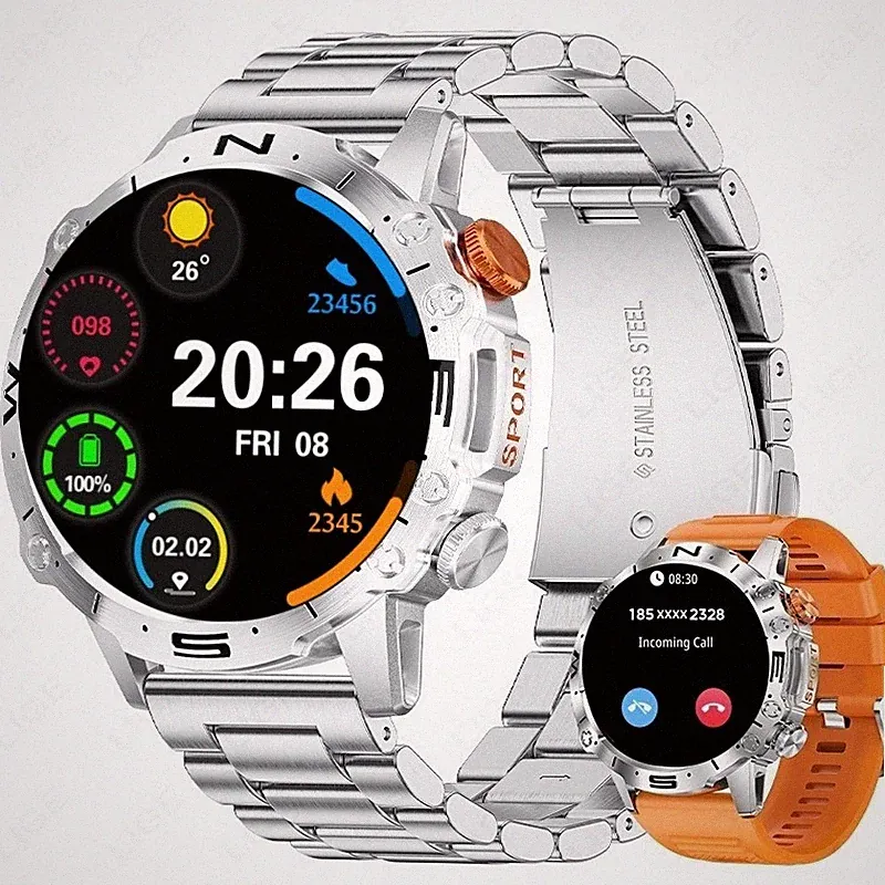 Smartwatch Herren mit Telefonfunktion Herzfrequenz Blutdruckmessung Fitnessuhr