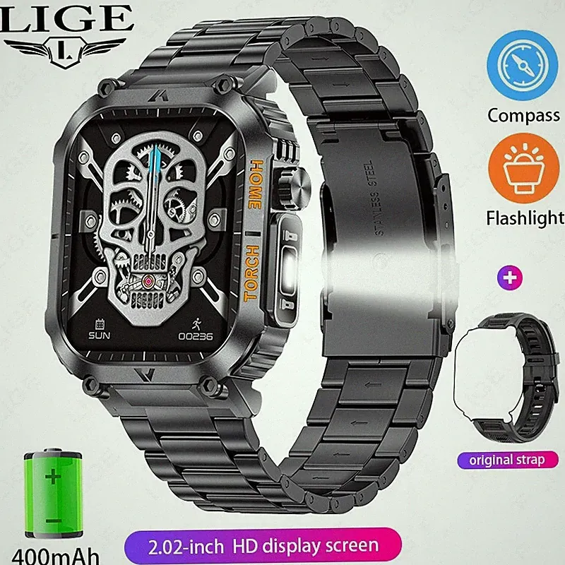 Smartwatch Herren mit Telefonfunktion Herzfrequenz Wasserdicht Sport Armbanduhr