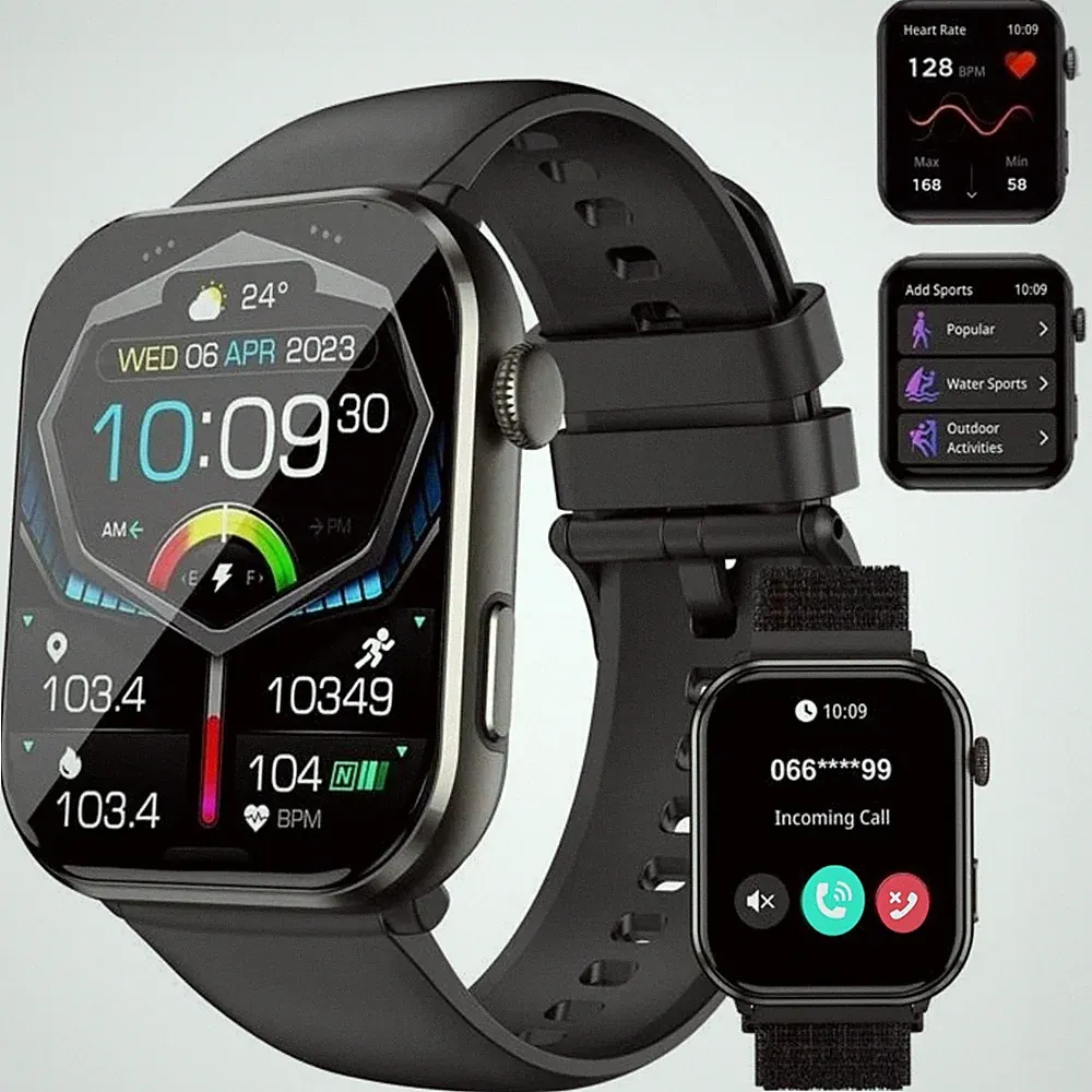 Smartwatch Herren mit Telefonfunktion LED-Leuchten Fitnessuhr IP68 Wasserdicht