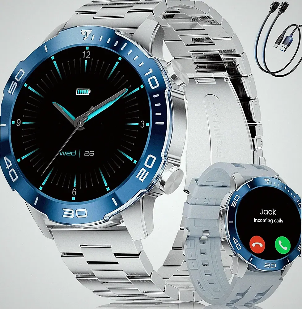 Smartwatch Herren Mit Telefonfunktion Militär, 1.43" AMOLED Sportuhr Mit 170+Spo