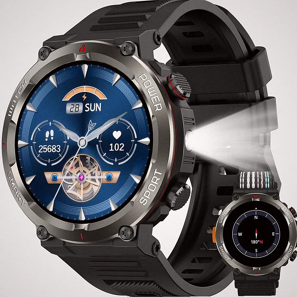 Smartwatch Herren Outdoor, IP68 Wasserdicht, 960mAh100 Tage, 1,45" Display