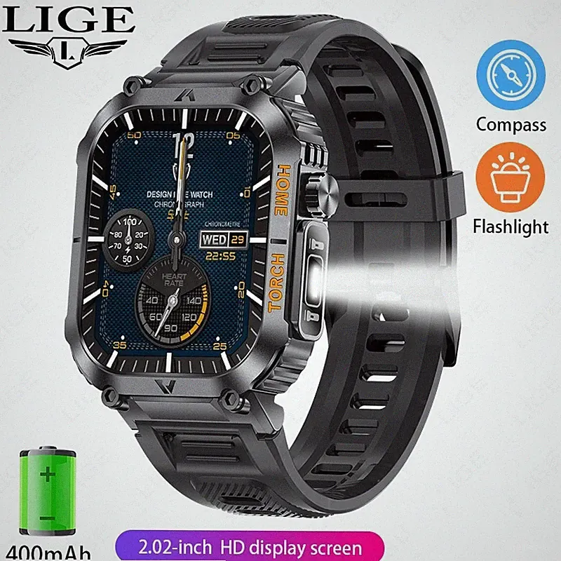 🔥Smartwatch Herren Robust Fitnessuhr Herzfrequenz Wasserdicht Anruf Armbanduhr