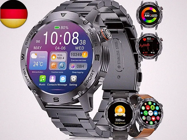 Smartwatch Herren-Telefonfunktion/1.43"Amoled/Herzfrequenz/Schlafmonitor | IP68
